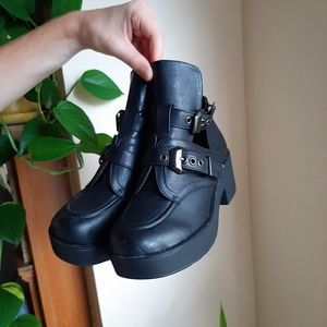 Black Buckle Boots with Heels